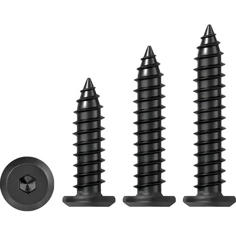 20 Pièces Vis Autotaraudeuses à Tête Plate M6x60mm Vis à Bois à Six Pans Creux, pour Plastique Bois Métal, Noir (1/5)