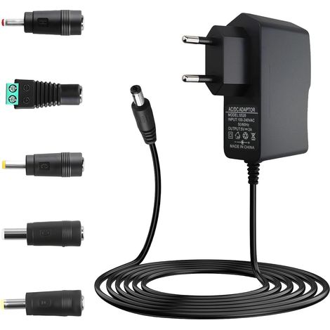 5V 2A Chargeur Universel 230, 240v 50/60Hz Transformateur d'alimentation avec 5 Embouts pour Routeur, Caméra, Bandes LED (1/5)
