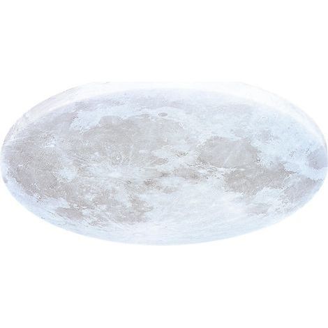 Plafonnier LED, lampe de plafond lune avec télécommande, Ø 38 cm, intensité variable 3000-6500 K, fonction veilleuse, applique murale pour salon/chambre (380 x 50 mm) [Classe énergétique F] (1/5)