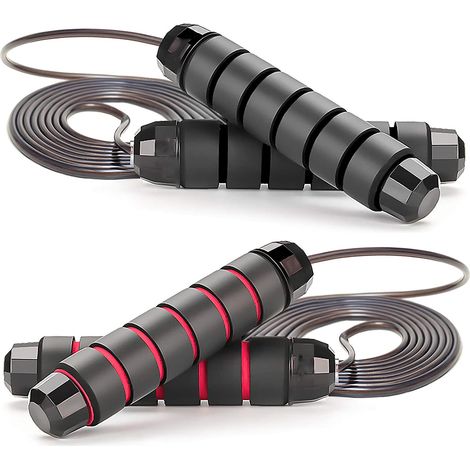 Corde à Sauter - Acier Tressé Gainé PVC - Roulements à Billes Anti-Poussière - Réglable par Coupe - Pour Fitness, Gym, Entraînement Intérieur/Extérieur - 1 Pièce (1/5)