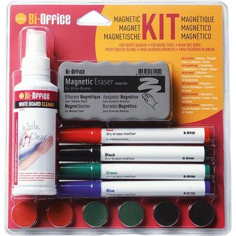 BI-OFFICE: Magnettafel-Set - Marker, Schwamm, Magnete