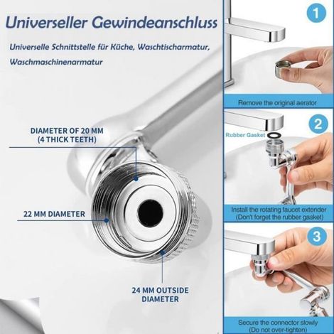 Rgulateur de robinet pivotant 1080 mousseur de robinet 22 mm filetage intrieur et filetage de 24 mm-ECONOMISEUR ROBINET (1/4)