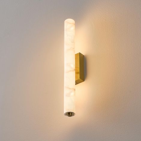 Lange goldene LED-wandleuchte aus weißem Alabaster - Adriano (1/5)
