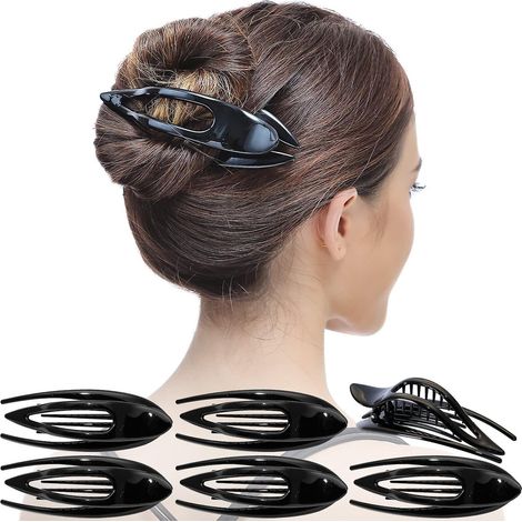 lot De 6 Grandes Pinces Cheveux Noires Pinces Cheveux Incurves Franaises Pour Femmes Filles Tenue Ferme Sans Glisser Pingle Cheveux De Haute Qu (1/5)