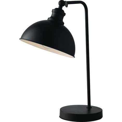 "Lampada da tavolo CHARLESTON in metallo nero con interno bianco" (1/2)
