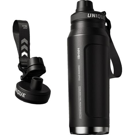 Botella de agua isotérmica de acero inoxidable, capacidad de 1 L, 1,0 L, 700 ml NEGRA (1/2)