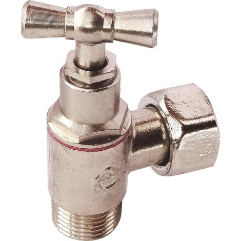 Robinet de WC équerre en laiton nickelé M12/17 avec écrou tournant 12/17, fermeture à potence, presse-étoupe, pour un remplissage rapide et étanchéité optimale (1/4)