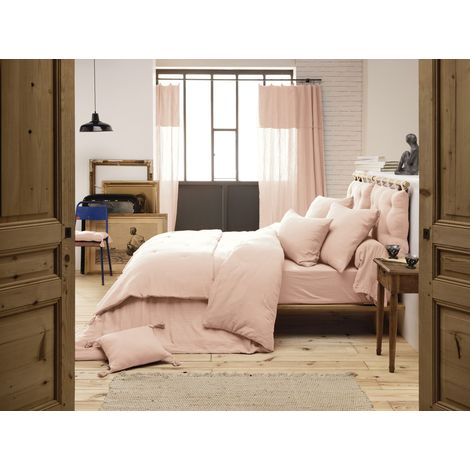 Housse de couette 200 x 200 cm en double gaze de coton – Rose guimauve (1/3)