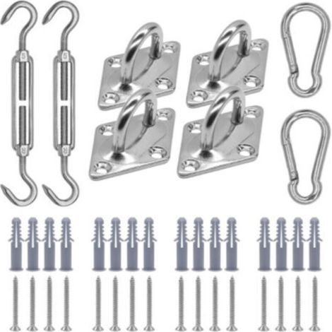 Kit de fixation pour parasol rectangulaire/triangulaire en acier inoxydable 304 de 15 cm (6 pouces) pour terrasses et jardins. (1/3)