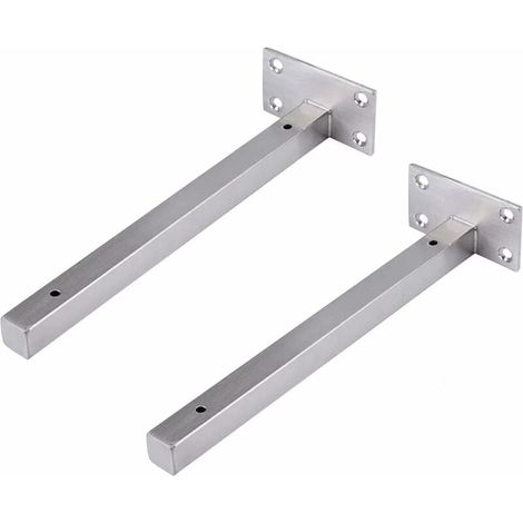 30cm Supports éTagèRe Flottants, Monté éTagèRe, Equerre Industrielle Etagere Murale Fixation Invisible Supports Vintage Equerre Murale Equerre Metallique Bricolage Argent avec Vis (2 PièCes) (1/5)