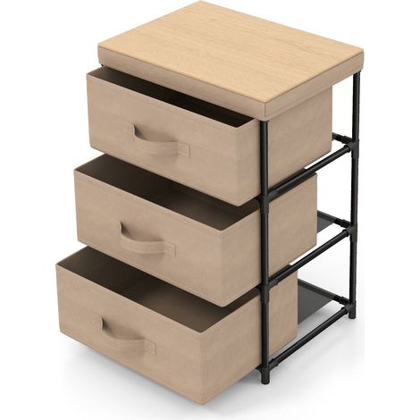 3 Chests of Drawers 3-Tier Nightstand Organizer Fabric Dresser Storage Unit (1/5)