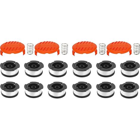 Lot de 12 bobines de ligne avec 4 couvercles pour remplacer le Spoo de remplacement des coupe-bordures Black Decker