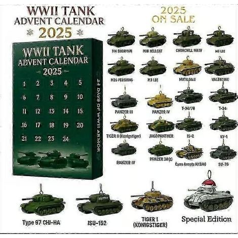 2026 Calendrier de l'Avent CHAR DE COMBAT WWII Boîte aveugle-HD