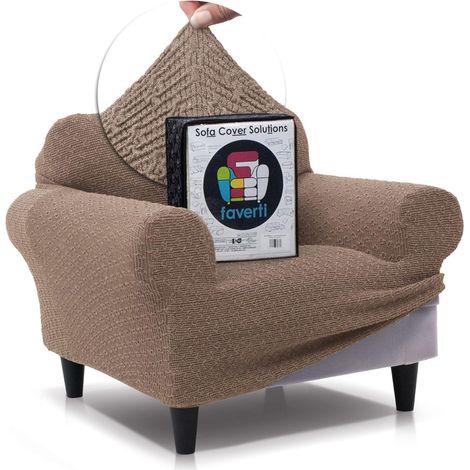 Housse de Fauteuil 1 Place en Tissu Super élastique pour fauteuils de 70 à 100 cm Lin Housse de Fauteuil Super réglable Protecteur de Fauteuil élégant Toucher (1/5)