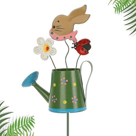 Tuteurs Décoratifs d'Extérieur, Décoration Patio Arrosoir Lapin, Piquet Métallique pour Parterre De Fleurs, pour Allée Balcon Cour Patio Salon Chambre Bureau Jardiniers Paysagistes (1/5)