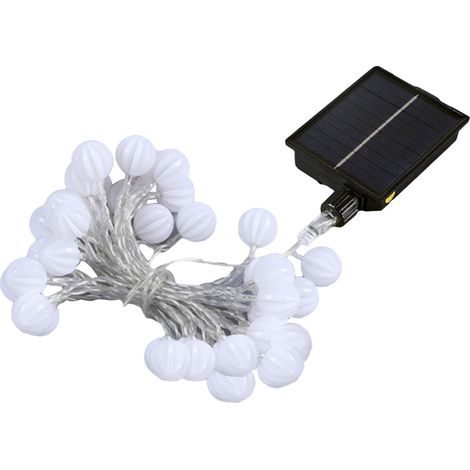 Guirlande lumineuse solaire étanche à 80 LED en forme de boule ronde pour terrasse ou camping. (1/4)