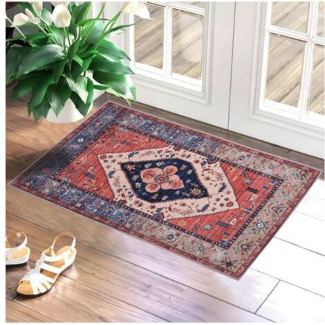 Paillasson d'intérieur Tapis de sol intérieur rétro - 60 x 90 cm, tapis de porte d'entrée antidérapant doux et absorbant rapidement, tapis de porte résistant à la poussière pour l'entrée