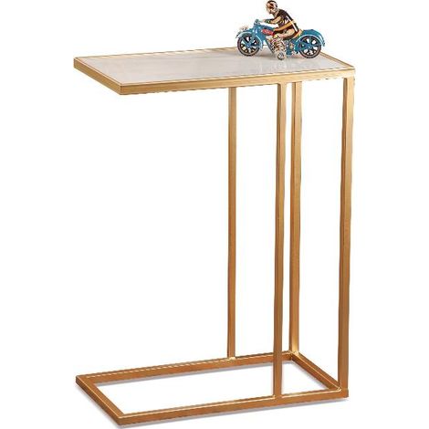 Tavolino Tavolo Decorazione Casa Struttura in Ferro e Marmo Bianco 46 x 25 x 64 cm (1/2)