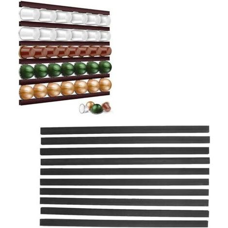 Porte-capsules de Café, Plastique 54/72 Capacité Organisateur de Dosettes de Café Support de Rangement Auto-adhésif Monté sur le Comptoir Support de Dosettes de Café pour la Maison et(Le noir，10 (1/4)
