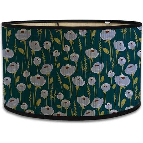 1 Abat-jour Bambou Motif Fleurs, Diamètre 30cm, Cylindrique Détachable pour Lampe de Table et Sur Pied