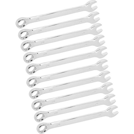 Jeu de 10 clés à cliquet, clé plate et clé double, qualité industrielle, 10 mm (1/5)