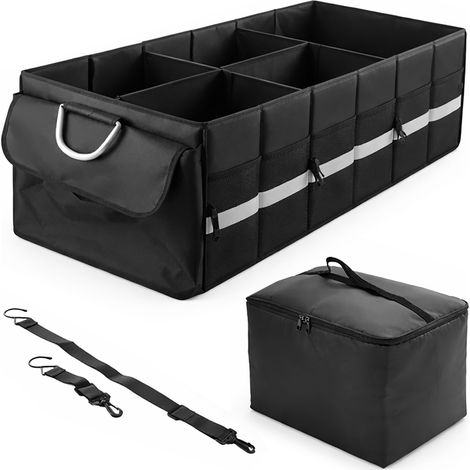 Organizador maletero Relaxdays con tapa, bolsa térmica extraíble, plegable, HxBxT: 30 x 90 x 40 cm, negro