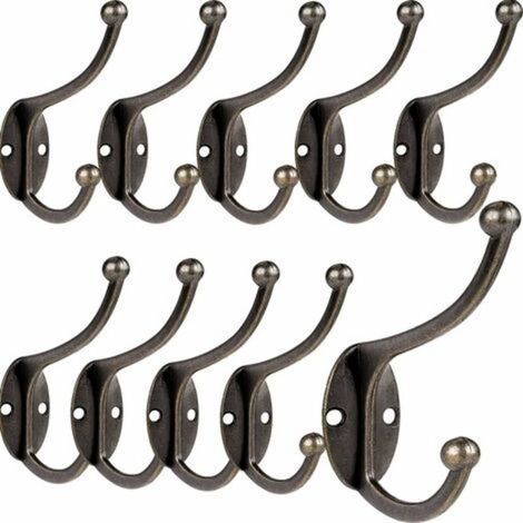10 ganci appendiabiti retrò da parete in metallo vintage per bagno, cucina, camera da letto e ingresso (rame) (1/4)