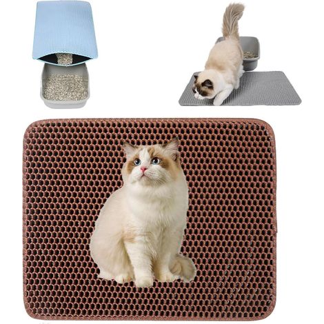 1 Tapis Litière Chat,Double Couche,EVA,Imperméable,Antidérapant,Pour Bac à Litière (1/5)