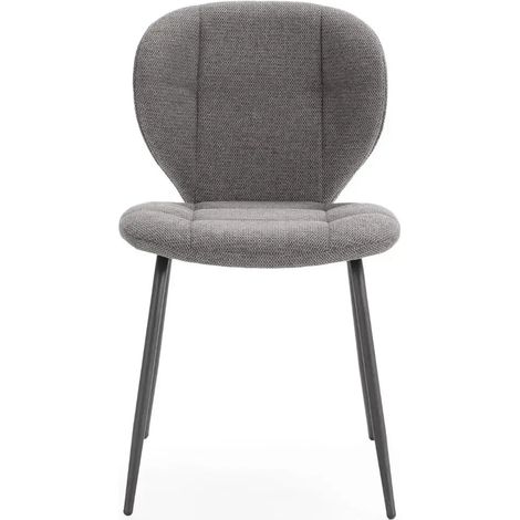 PORTO - Lot de 2 chaises pieds en métal noir Gris anthracite (1/5)