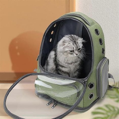 Sac à dos transparent pour animaux de compagnie avec couvercle transparent, capsule spatiale portable, grande capacité, sac pour chat, sac pour perroquet, équipement pour animaux de compagnie (1/2)