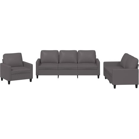 Maison Exclusive - Set di Divani 3 pz con Cuscini Grigio in Similpelle