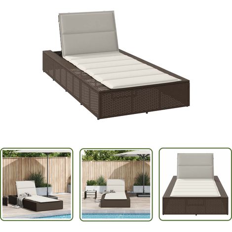 vidaXL Sonnenliege mit schwebender Auflage Braun Poly Rattan (1/5)