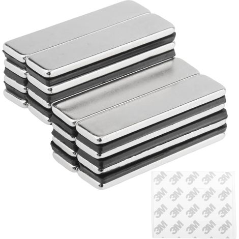 16 Pcs Aimant Puissant Aimant Neodyme Magnet avec Adhésif 40x10x3mm (1/5)