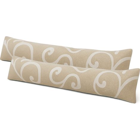 2 Paraspifferi per porte e finestre con trama DAMASCATO - Lunghezza 100 cm. - Para spifferi universale in tessuto cotone - Colore Beige (1/5)