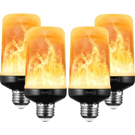 AUTRUCKER Ampoules à effet flamme, 4 modes, culot E26, idéales pour Halloween, les décorations de Noël, les fêtes (lot de 4, lumière chaude) (1/5)