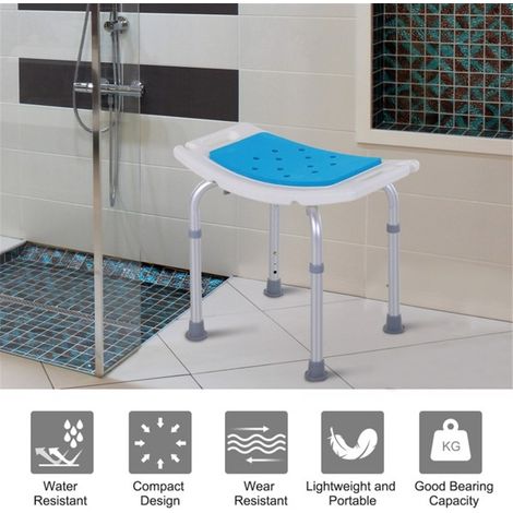 Adjustable Bath Stool with Side Handles for Shower Safety, 300 lbs Capacity, Non-Slip Design, Ideal for Elderly and Injured Users
