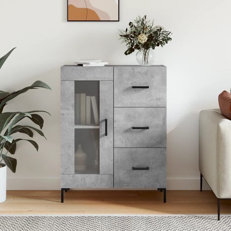 Buffet Meuble de rangement Armoire de cuisine gris béton 69,5x34x90 cm bois d'ingénierie 62241 (1/5)