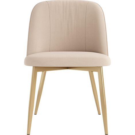 Lot de 2 Esszimmerstühle, halb umschließende Rückenlehne, Metallbeine mit Goldlack, Samt Beige (1/5)