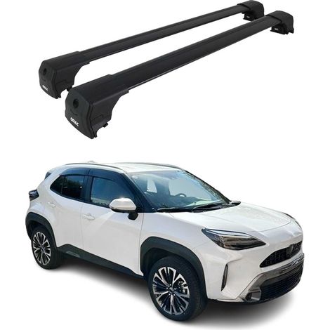 OMAC Aluminium Dachträger Querträger für Toyota Yaris Cross XP210 2021-2026 – City Crash – ISO/PAS 11154:2006 – Abschließbar – Max. 75 kg – 2 Stangen Schwarz (1/5)