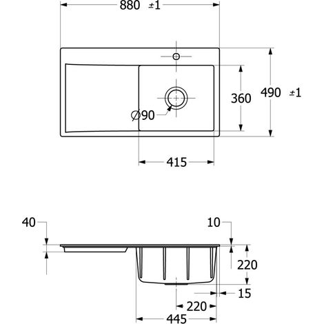 Villeroy & Boch 33512FJ0 SP Subway Style 50 Plat 880x490mm