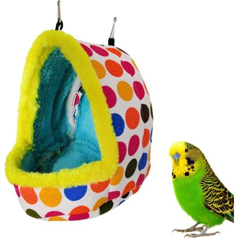 Nichoir et mangeoire, Maison de repos familiale, peluche chaude, jouet hamac pour perroquet, M (1/5)