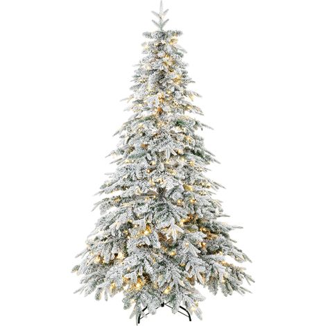 Sapin de Noël artificiel 180 cm lumineux enneigé vert et blanc, décoration festive pour intérieur et extérieur (1/5)