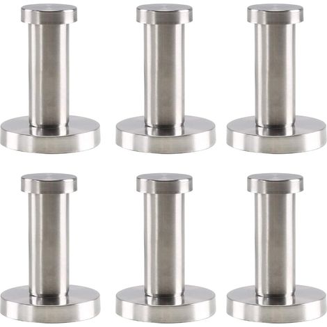Set mit 6 runden, silbernen Wandhaken aus Edelstahl, Badezimmerhaken, 52 mm, Wandhalterung aus Edelstahl, Bademantelhaken für Handtücher, Mäntel, Schlafzimmer, Küche