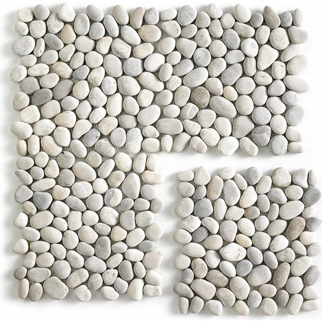 Pegane – Carrelage mosaïque galet de mer – Maille décorative aspect pierre marron mat – Dimensions 33 x 33 cm – Épaisseur 1,2 à 1,6 cm – Boîte de 1m² (1/5)