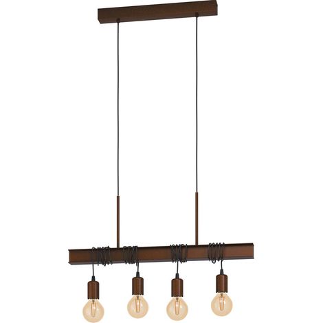 EGLO Ciondolo a sospensione Townshend 4, lampada a sospensione della fiamma Vintage, industriale, metallo, lampada a ristorante in marrone antico, lampada da salotto appeso E27 (1/5)