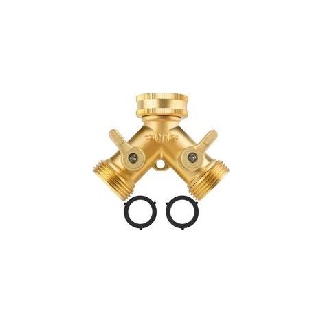 Doppelhahn für Waschmaschine – 3/4"-2-Wege-Y-Anschluss – Unabhängiger Bypass – Korrosionsbeständiges Messing (1/5)