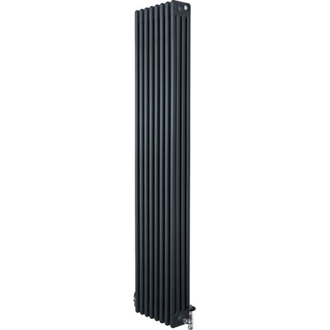 Radiatore Tradizionale 4 Colonne Verticale Riscaldamento Antracite & Valvole 1800x380 mm
