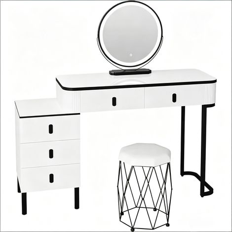 Bureau élégant, coiffeuse élégante avec tabouret de maquillage, coiffeuse avec tiroir, bureau (uniquement avec table de maquillage et tabouret de maquillage)