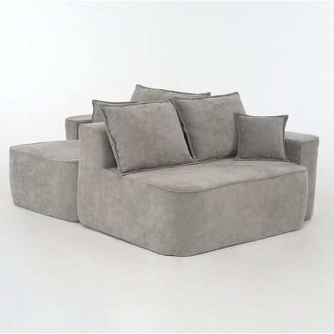 Sofá esquinero L de chenilla gris 262 cm con chaise longue, sin montaje, modular (1/5)