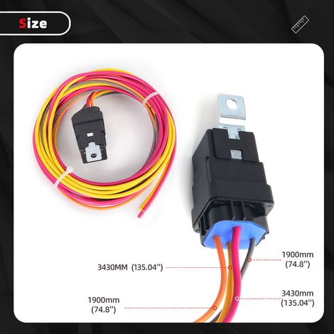 Kit de câblage pour thermostat de ventilateur de refroidissement électrique double 185°C marche/165°C arrêt, avec relais automobile 12 V 40 A (1/4)
